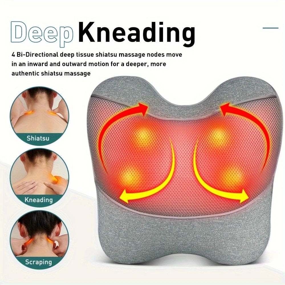 Shiatsu Back and Neck Massage Pillow with Heat Deep Tissue Massager