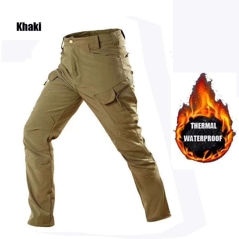 Men’s Cargo Tactical Waterproof Durable Winter Thermal Work Pants - SharkSkin Waterproof Thermal Hiking Work Pants