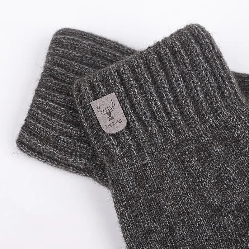 men's warm winter touch screen wool knitted gloves