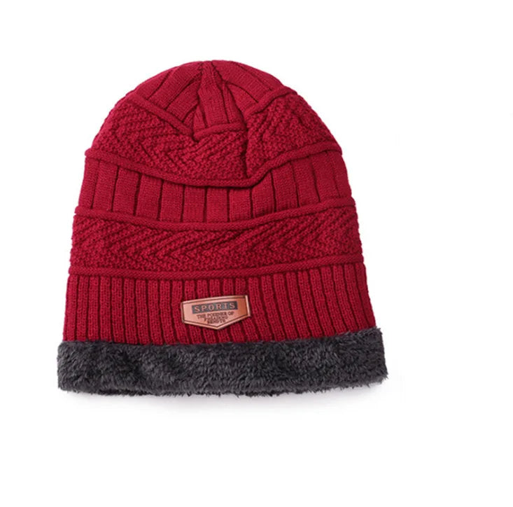 2022 Winter Men Women Thick Beanie Knitted Hat Set