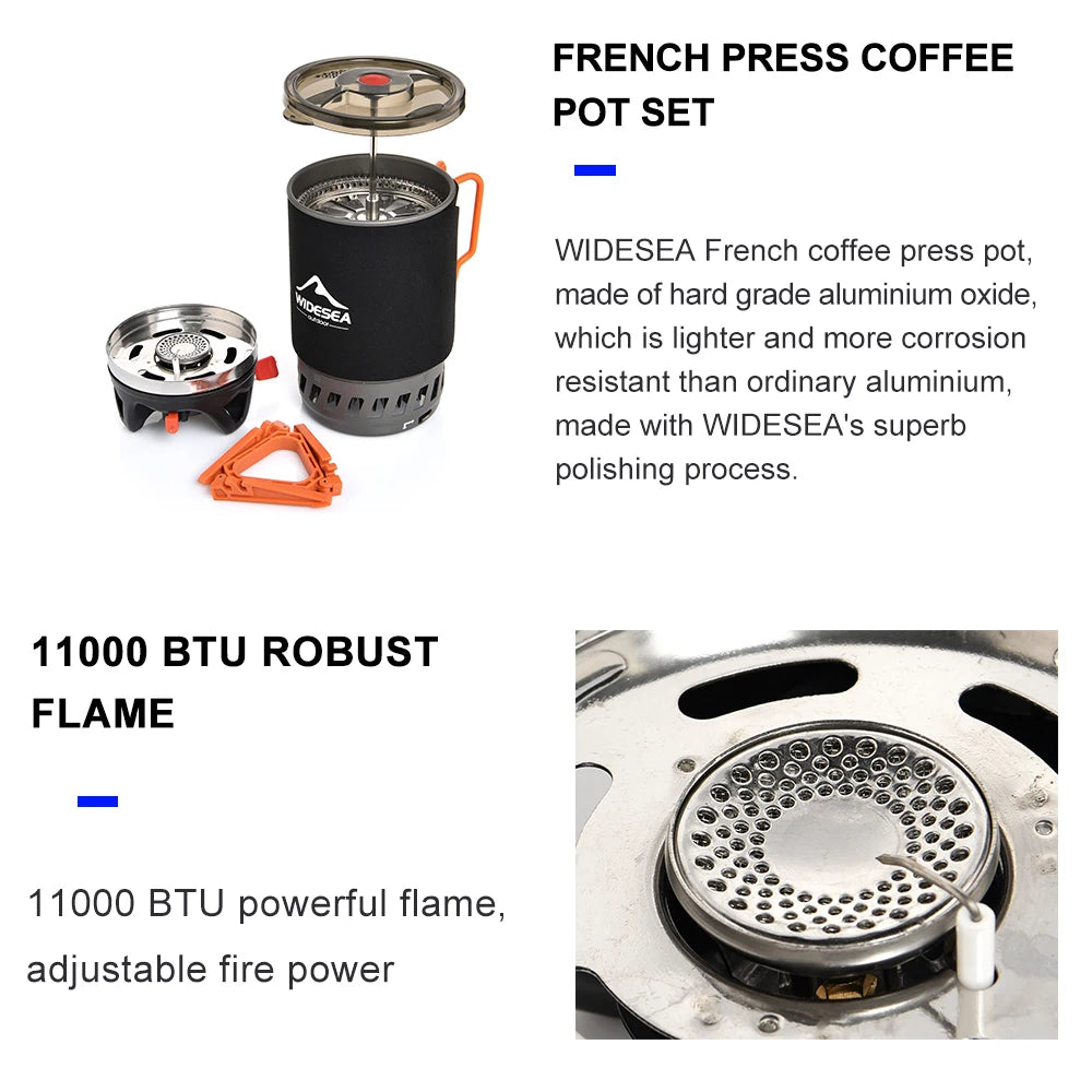 Camping Cooking System with Heat Exchanger Outdoor Gas Stove Burner