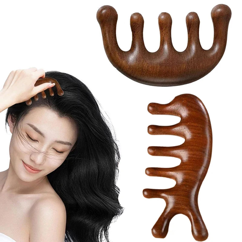 Massage Comb Head Sandalwood Massager